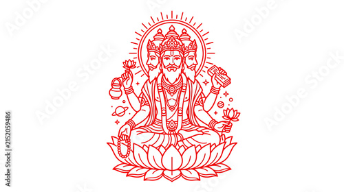 Bild auf Leinwand Deity Figure Meditating on Lotus Flower