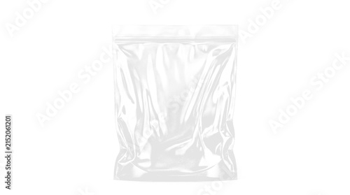 Canvastavla Translucent wrinkled plastic ziplock packaging bag mockup standing on a transpar