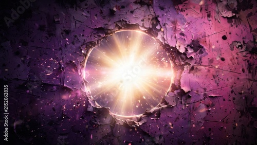 Abstract Glowing Orb of Light Emanating Energy on Textured Background.