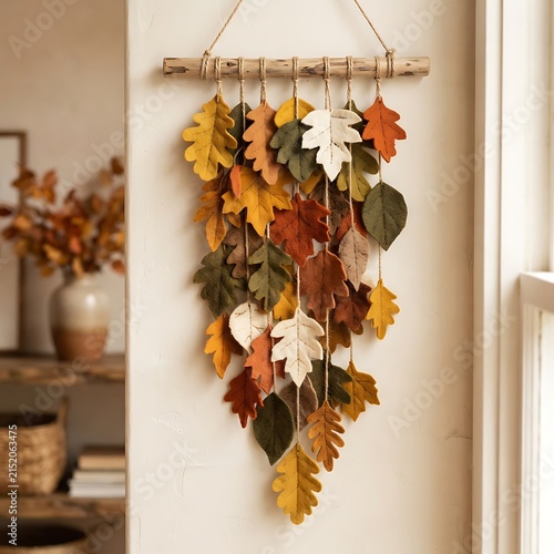Handmade felt leaf wall hanging decoration for autumn home interior decor
