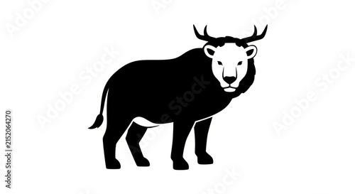Fotografie Black silhouette of a bovid animal.