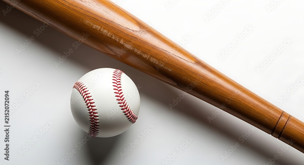 Fototapeta premium Baseball and bat on white background.