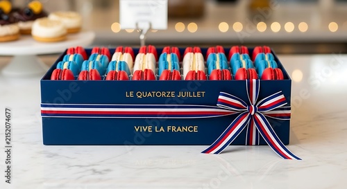 Elegant Patriotic Dessert Box with Red, White, and Blue Sweets, Ideal for Festive Occasions