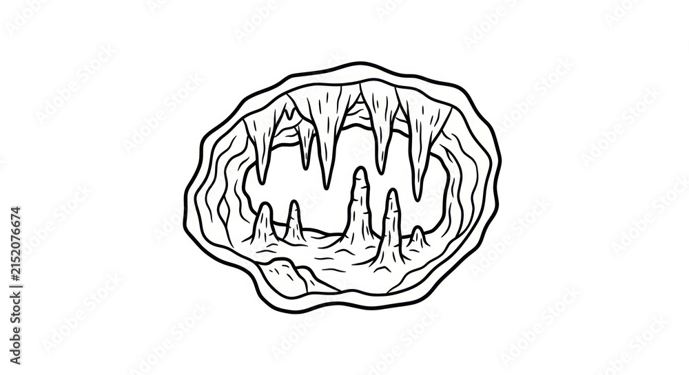 Obraz premium Black and white illustration of geode.
