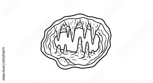 Cuadro en lienzo Black and white illustration of geode.