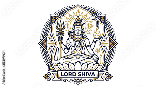 Принти на полотні Meditating Deity with Ornate Mandala and Symbols