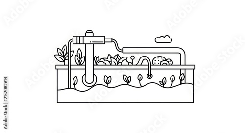 Cuadro en lienzo Water Treatment System Process Diagram.