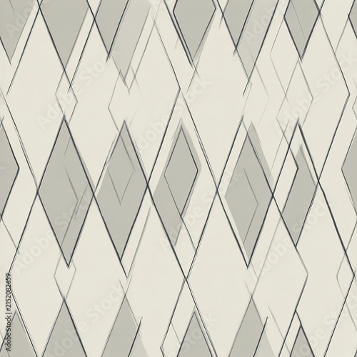 Stylish Minimalist Geometric Seamless Pattern with Symmetrical Diamond Lattice in Soft Pastel Tones