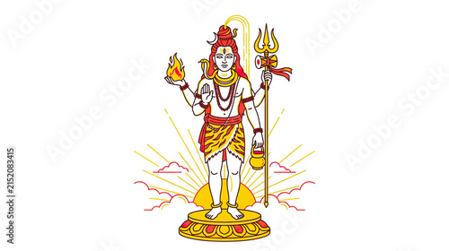 фотографія Hindu deity illustration with sacred items on transparent background
