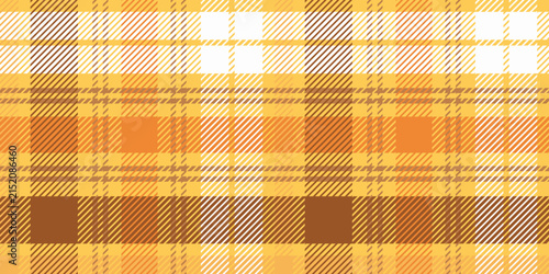 A classic seamless checkered pattern in vibrant yellow and orange tones. A geometric abstraction with the texture of dense fabric and textiles.