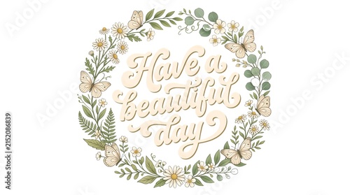 Have a Beautiful Day Floral Wreath.