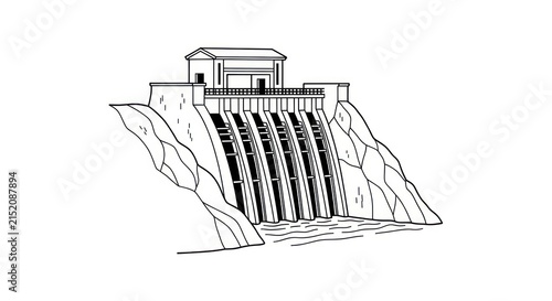 Obraz na płótnie Hydroelectric Dam Power Plant Structure.