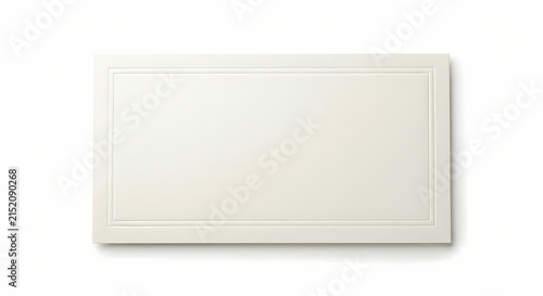 Minimalist white paper frame mockup with embossed border on white background
