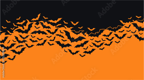 Foto Spooky halloween background vector illustration featuring a swarm of flying bats