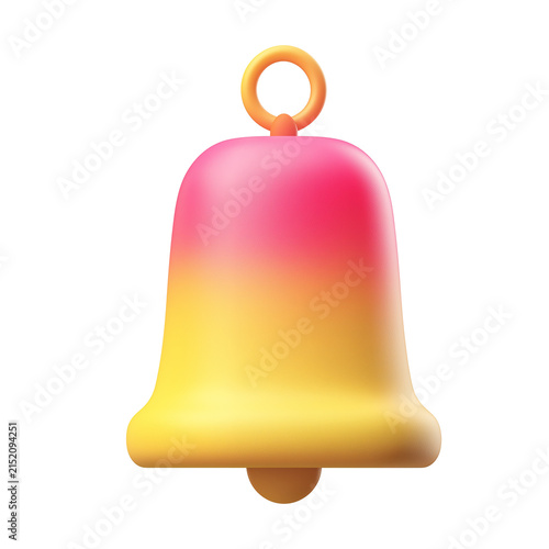Pink-Yellow Gradient 3D Bell Icon | Notification UI Design Asset
