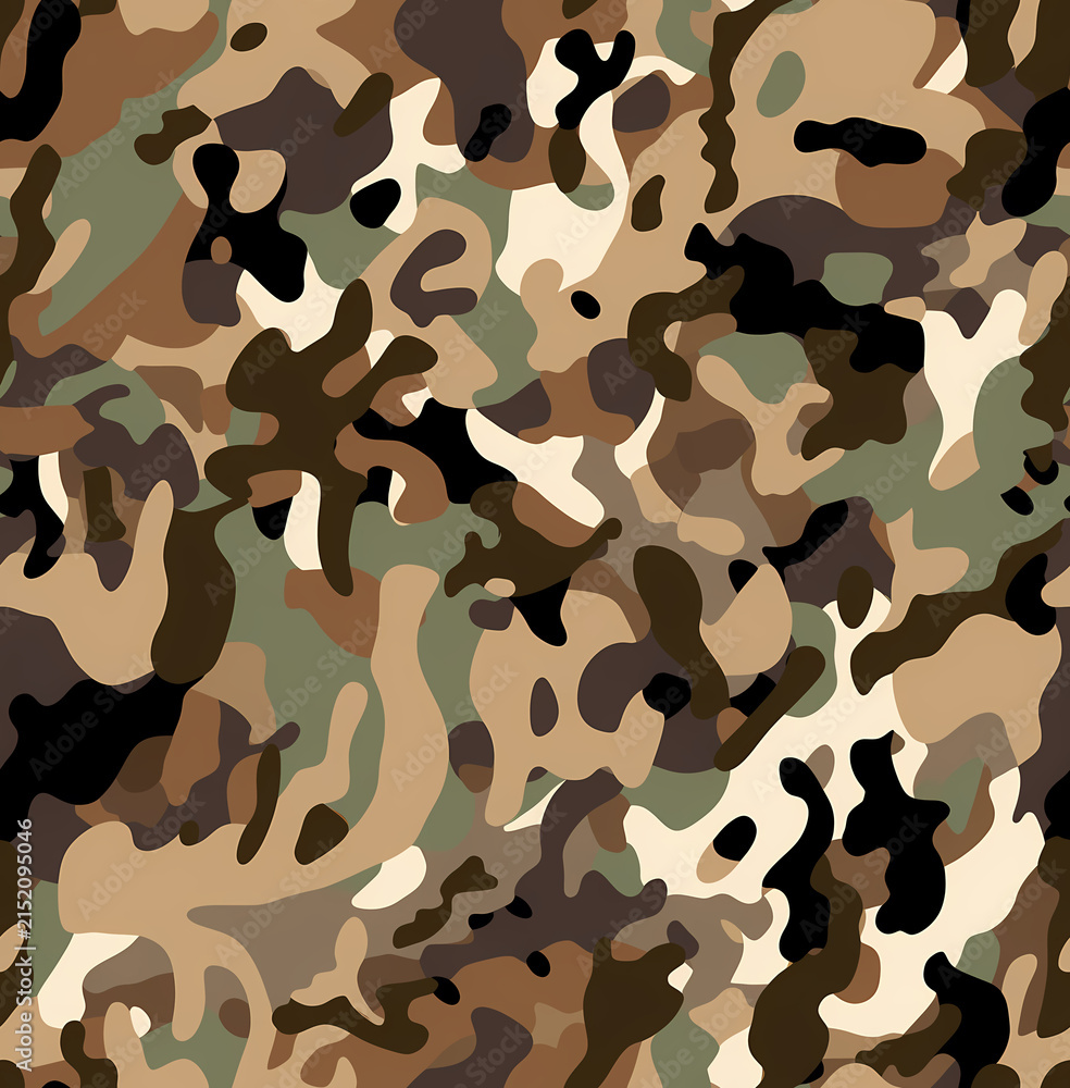 Naklejka premium Brown Woodland Camouflage Seamless Vector Pattern Background