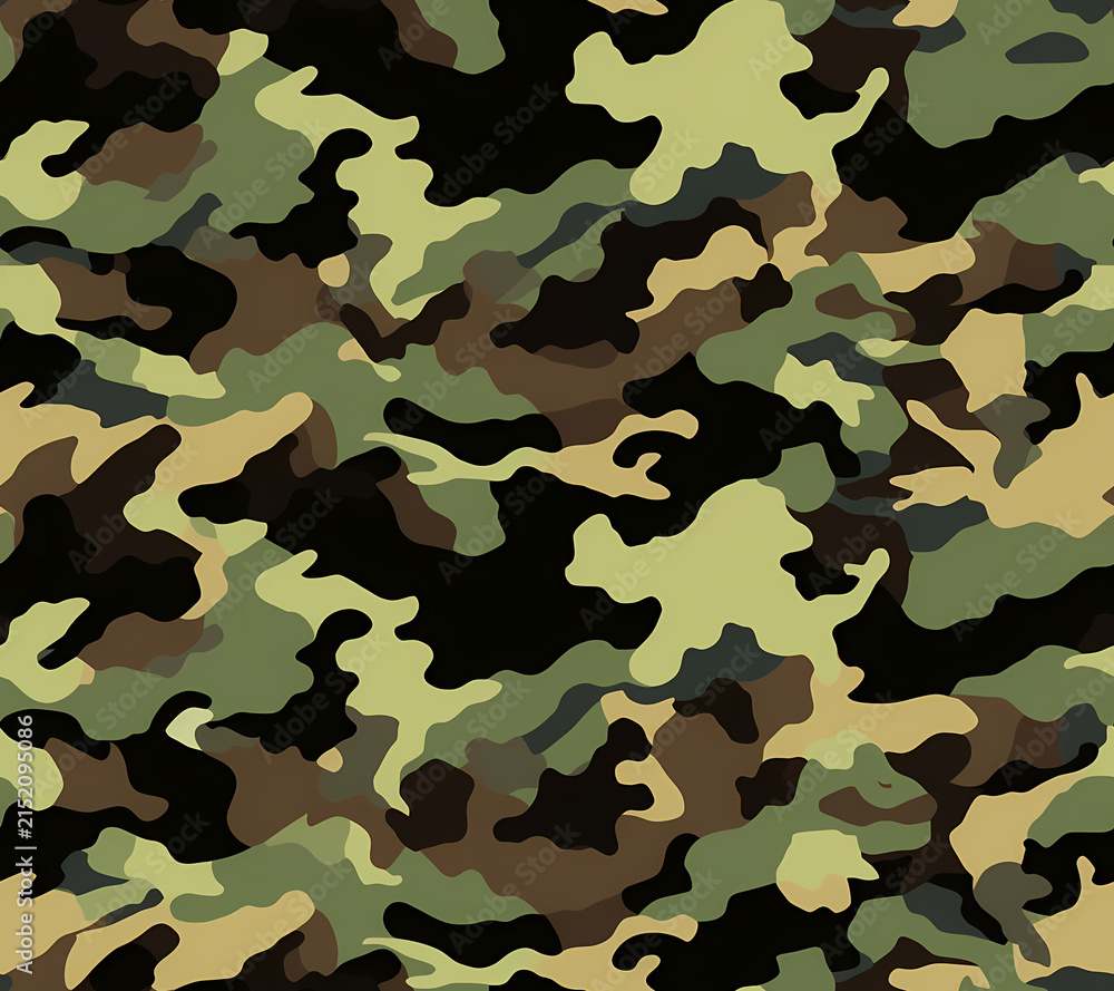 Fototapeta premium Army Green Camouflage Seamless Pattern Vector Texture Background