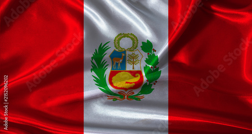 Fotografie National flag of Peru with cloth texture