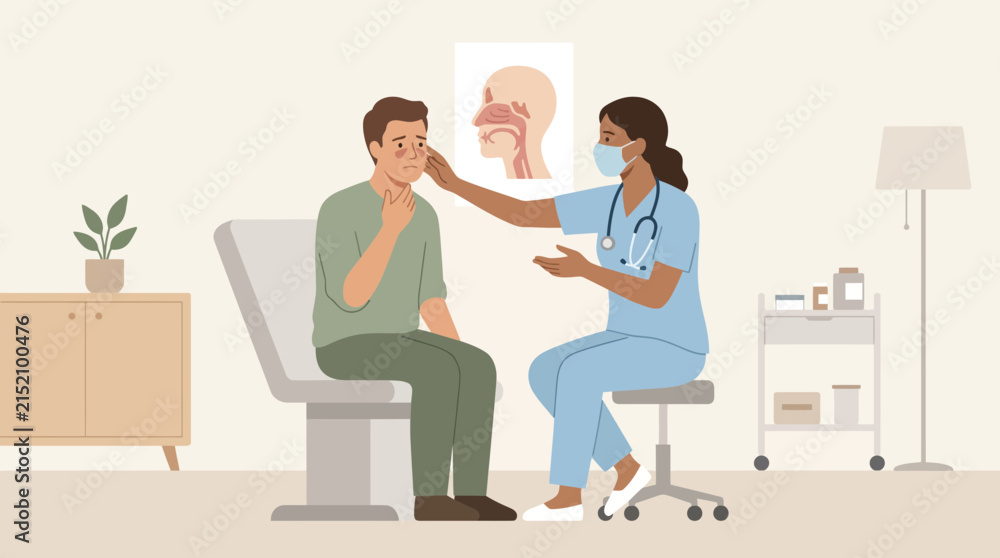 Obraz premium Doctor Examining Patient's Throat in Medical Office