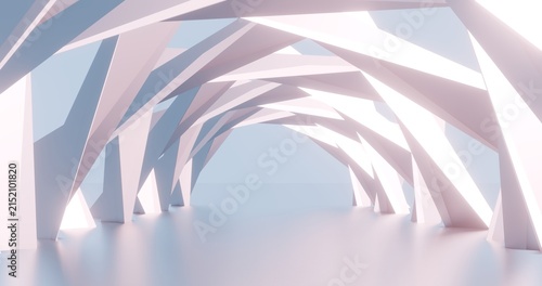 Abstract architecture background spiral interior 3d render