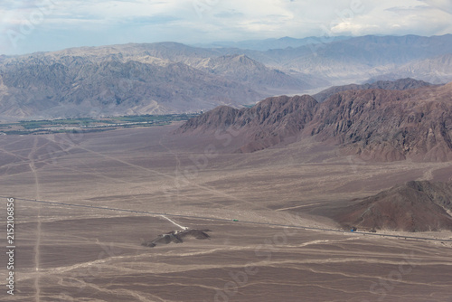 Aerial View Over Nazca Lines and City, Peru