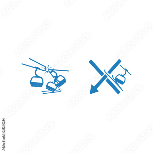 Ski lift collision and cable car safety warning symbols
