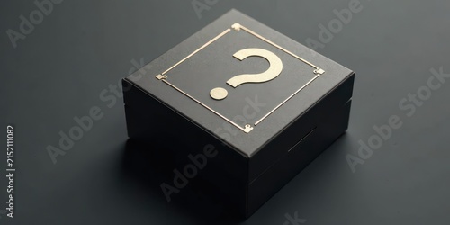 A Mysterious Black Gift Box with an Intriguing Golden Question Mark Design