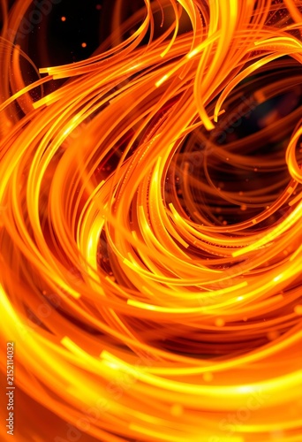 Dynamic swirls of glowing light against dark backdrop