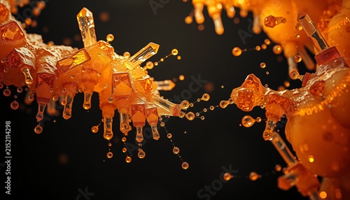 Abstract 3D representation of cascading amber crystal