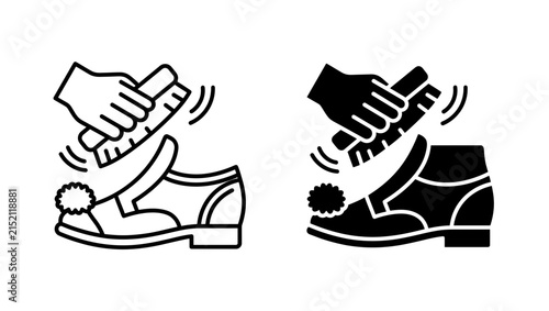 Shoe Cleaning Service Icons in Line and Solid Styles
