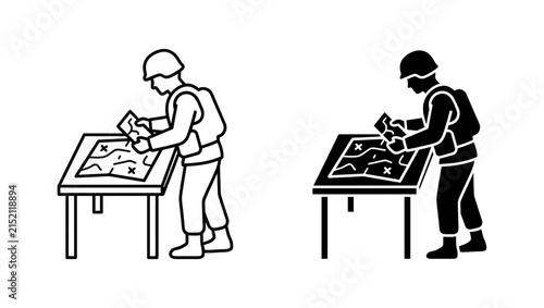 Soldier Planning Mission on Map Icon Set