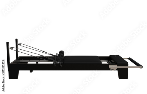 Black Pilates Reformer Machine Isolated