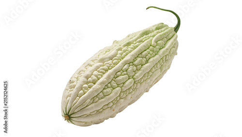Obraz na plátně Fresh raw bitter melon gourd bumpy texture exotic healthy Asian vegetable isolat