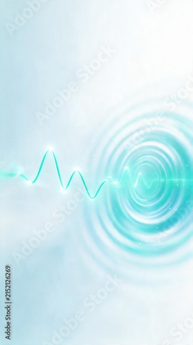 Turquoise Heartbeat Wave on White Background