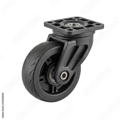 Durable black swivel caster wheel with ball bearings for smooth movement