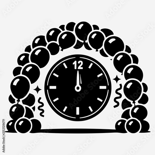 Midnight Countdown Balloon Clock Icon