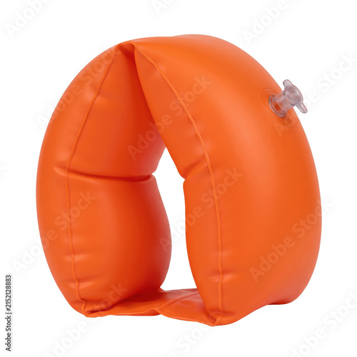Bild auf Leinwand Bright orange inflatable armbands for swimming safety and fun