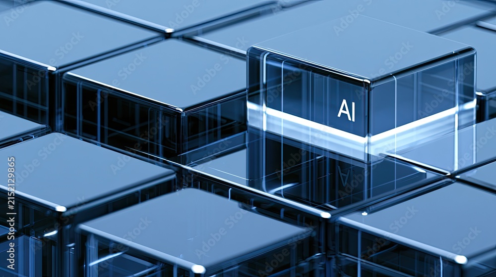 Fototapeta premium Futuristic, reflective keyboard keys with 