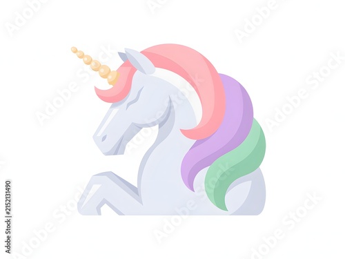 A whimsical unicorn with a rainbow-colored mane and tail standing gracefully