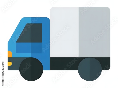 Blue delivery truck transporting goods on a roadway