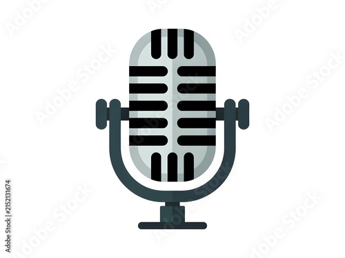 Classic microphone with vintage stand design for recording or broadcasting