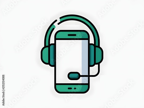 Smartphone with stylized headphones icon illustration