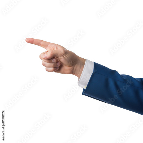 Businessman hand pointing finger to the side