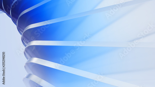 Abstract 3D blue background, twisted ribbon lines with gradient light. Futuristic technology concept, modern minimalist wave motion design. Digital innovation and business idea