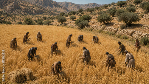 Cinematic Depiction Of Jesus' Followers Picking Wheat In A Golden Field, Representing The Gospel Story Of The Sabbath And Compassion