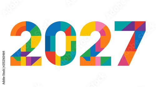 Colorful geometric numbers 2027 a vibrant vector illustration