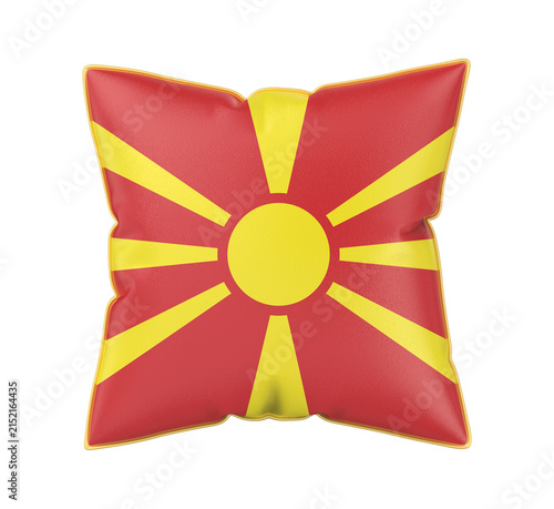 Pillow with the flag of North Macedonia on transparent background