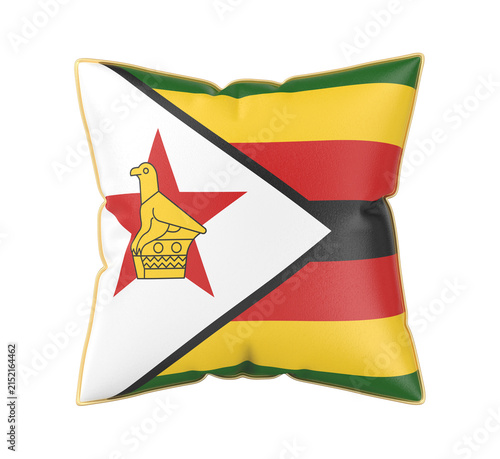 Pillow with the flag of Zimbabwe on transparent background