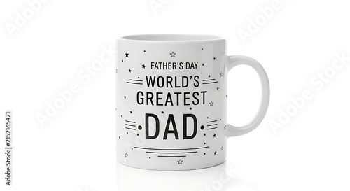 White ceramic mug celebrating Father's Day with 'World's Greatest Dad' inscription, a perfect appreciation gift for fathers