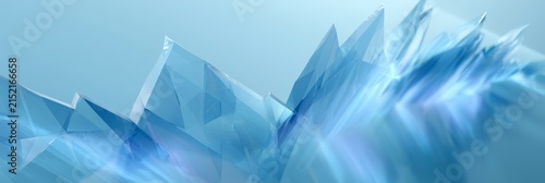 Blue fractured glass panel background with sharp crystalline peaks for panoramic banner wallpaper and display design